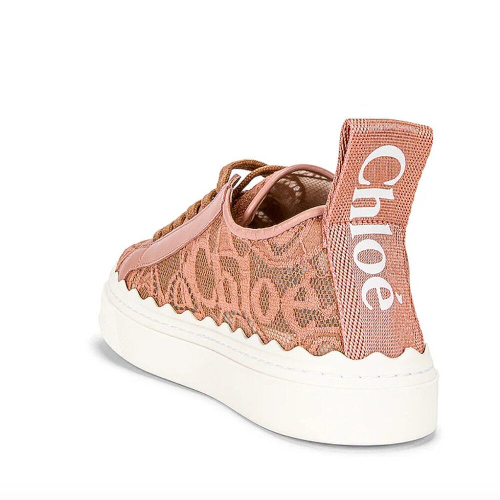 Chloé Lauren Lace Sneakers size 38W/ US 8W Pink Tea - Picture 2 of 10